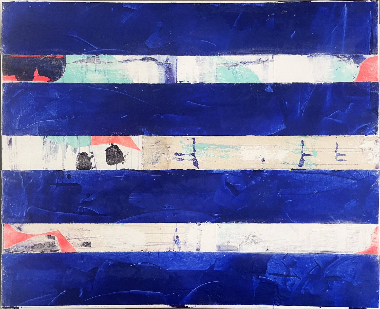 Ultramarine Stripes makes you happy Karen und Simone Lehmann Original painting for sale