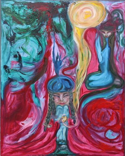 La donna che fuggi sulla luna by Art Taghera, Painting for Sale on Select
