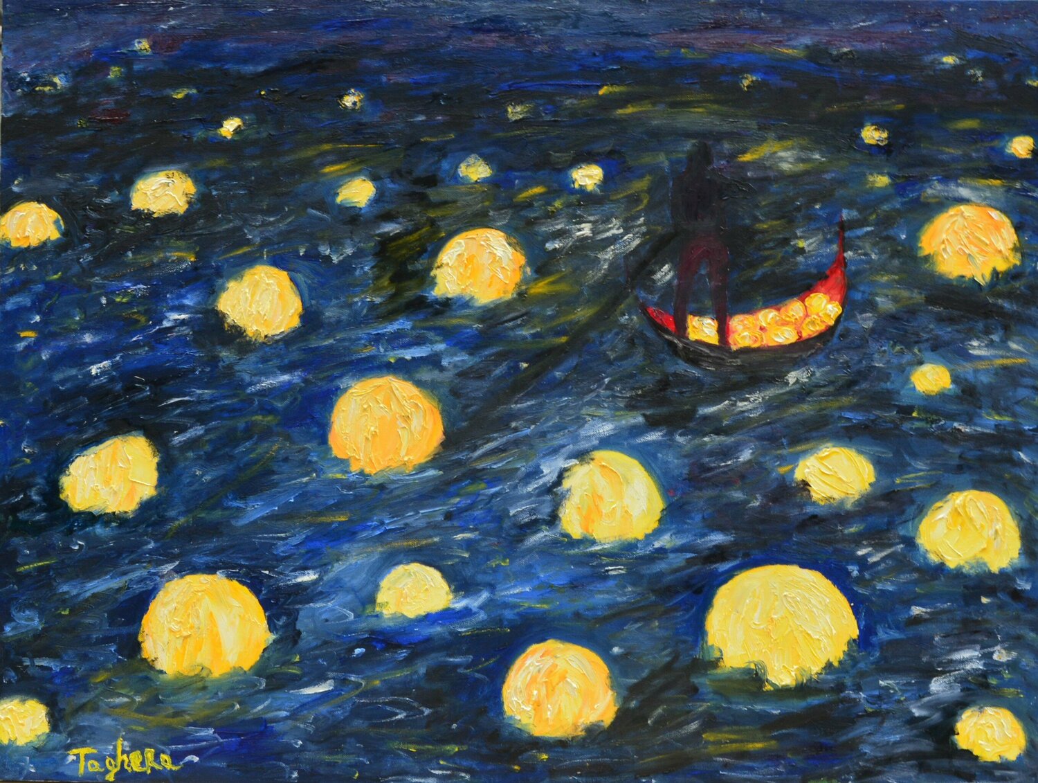 Lightly Moons 2 Art Taghera Original painting for sale