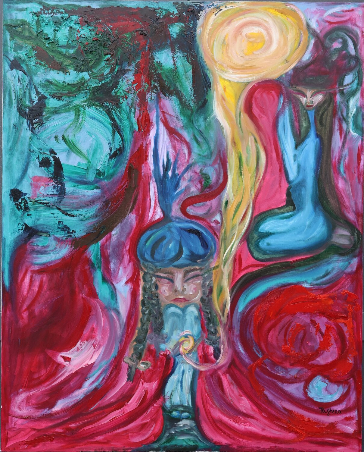 La donna che fuggi sulla luna Art Taghera Original painting for sale
