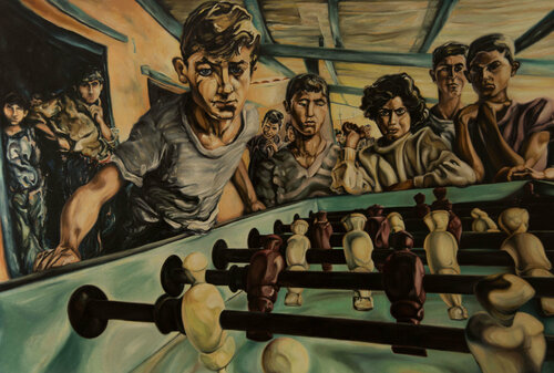 Foosball Players by Jean-Francois Miaule, Painting for Sale on Select