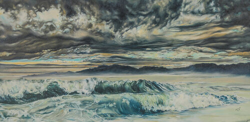 Playa Del Rey Beach in the storm 2 by Jean-Francois Miaule, Painting for Sale on Select