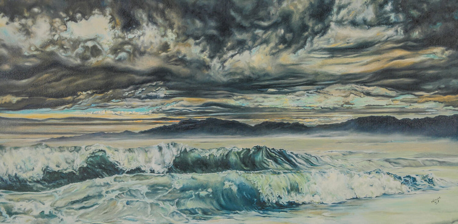 Playa Del Rey Beach in the storm 2 Jean-Francois Miaule Original painting for sale