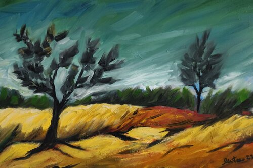 Alberi nel vento – Paesaggio espressionista by Enzo Martano, Painting for Sale on Select