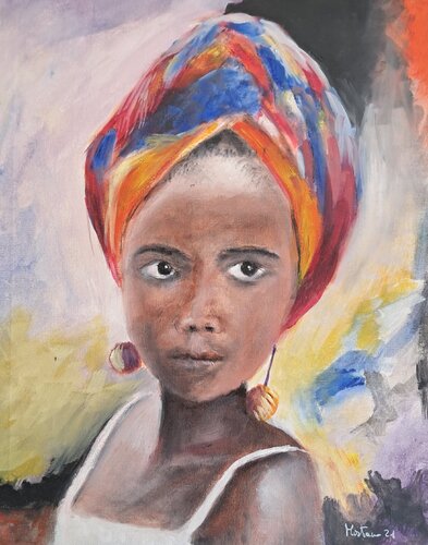 Bimba con turbante by Enzo Martano, Painting for Sale on Select