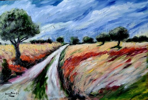 Radici e orizzonti – Paesaggio espressionista by Enzo Martano, Painting for Sale on Select