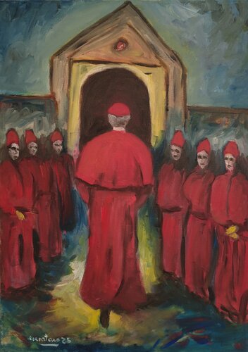 Il conclave by Enzo Martano, Painting for Sale on Select