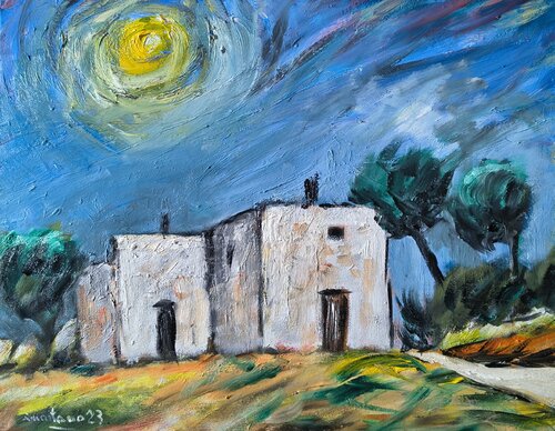 La masseria sotto il vortice by Enzo Martano, Painting for Sale on Select