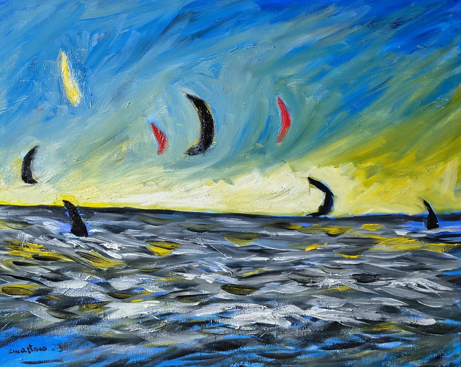 Danza sul mare Enzo Martano Original painting for sale