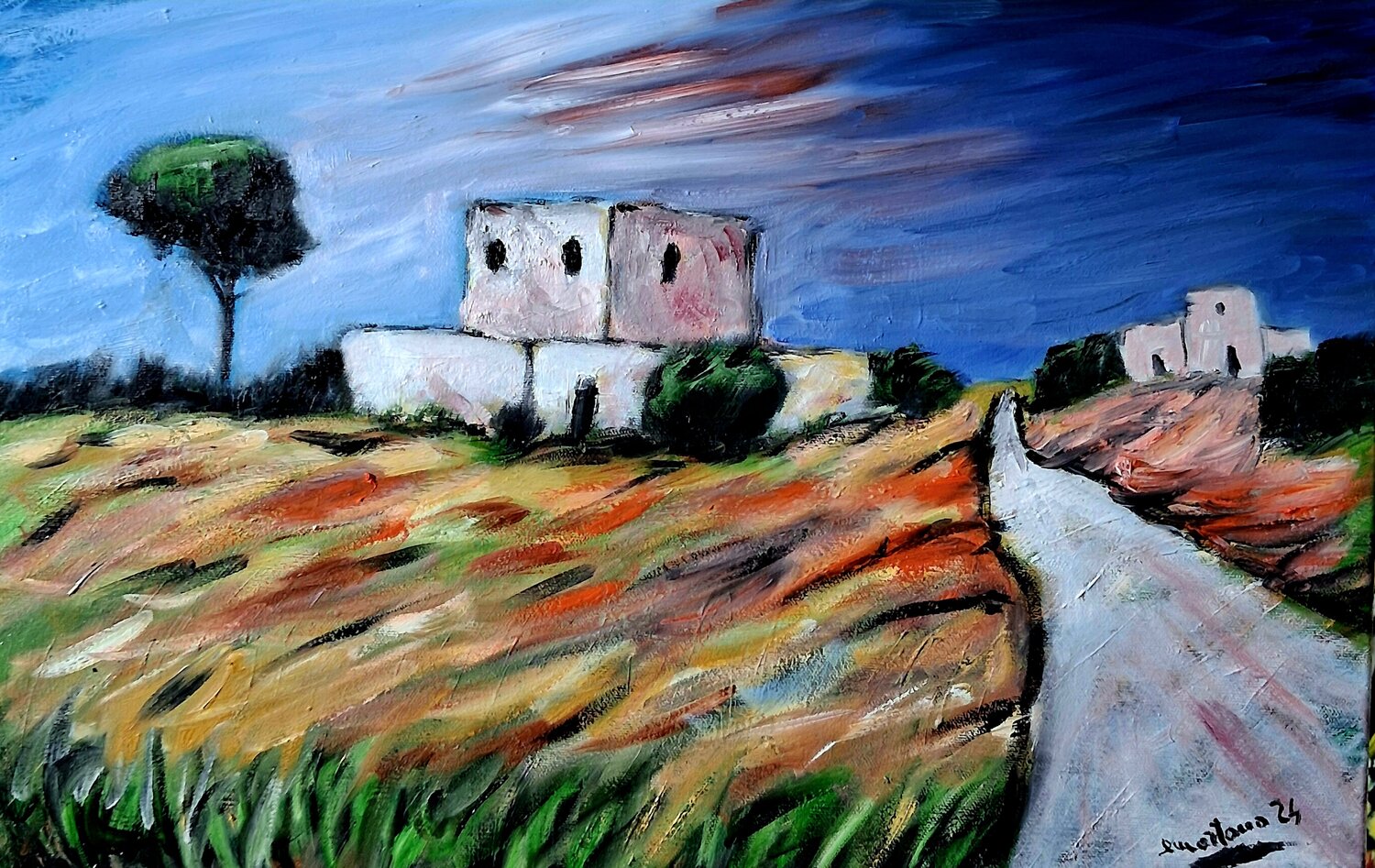 Sentiero meridiano – Paesaggio espressionista Enzo Martano Original painting for sale