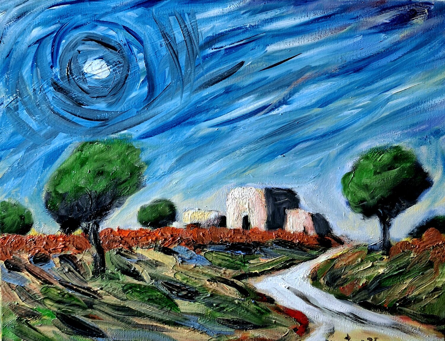 Vento di terra – Paesaggio espressionista Enzo Martano Original painting for sale