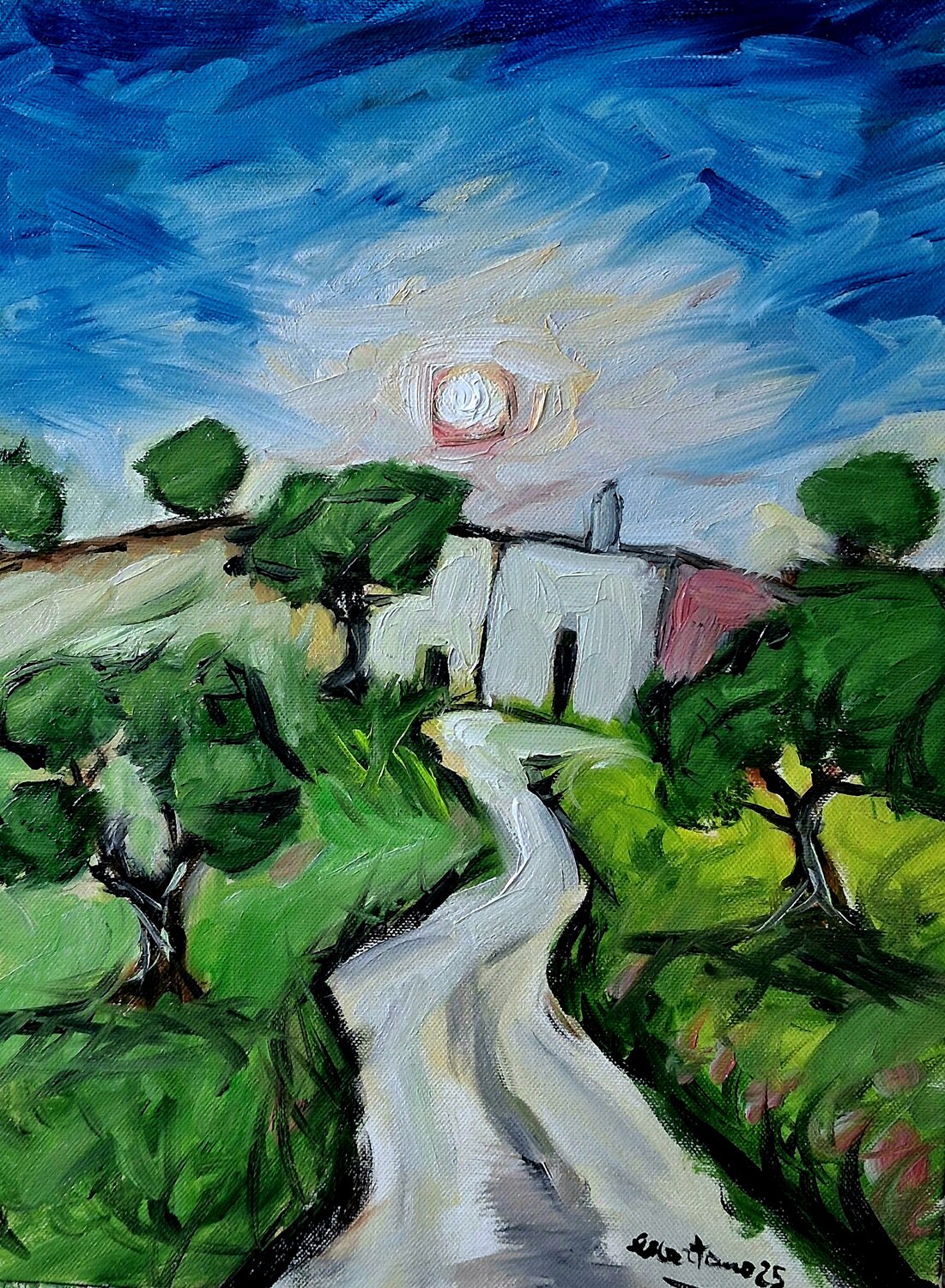 L’uliveto al tramonto Enzo Martano Original painting for sale
