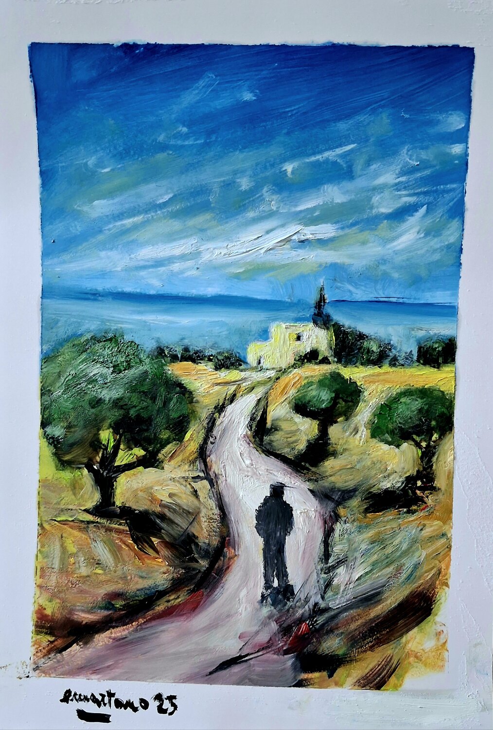 Solitudine dorata Enzo Martano Original painting for sale