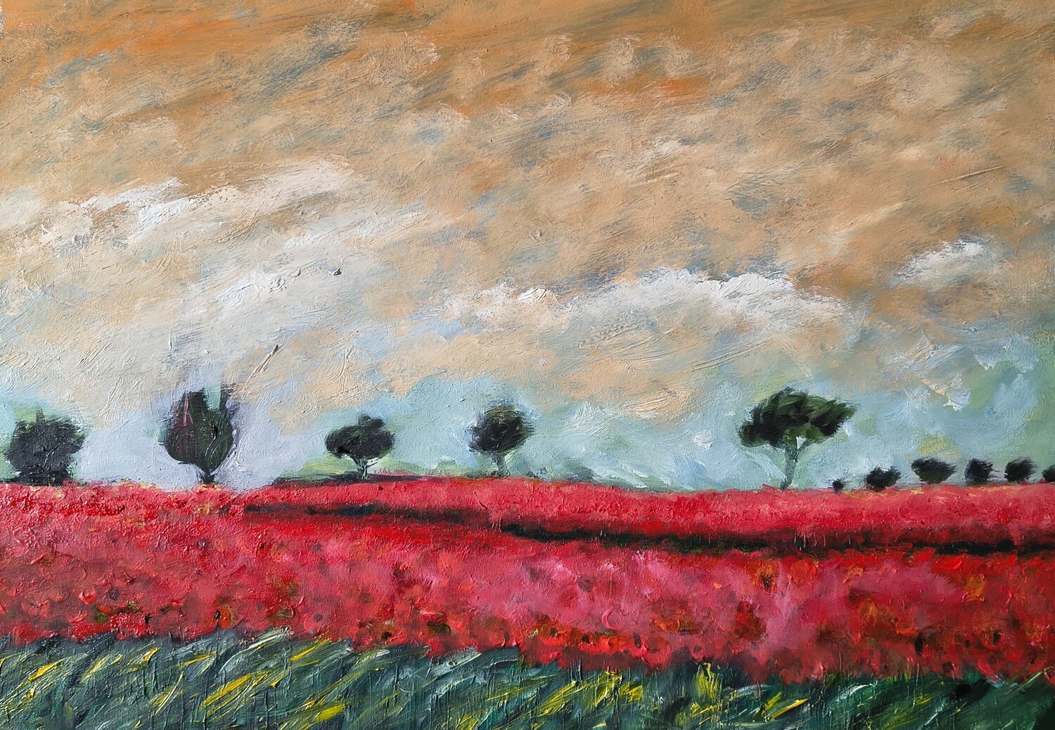 Orizzonte con papaveri Enzo Martano Original painting for sale