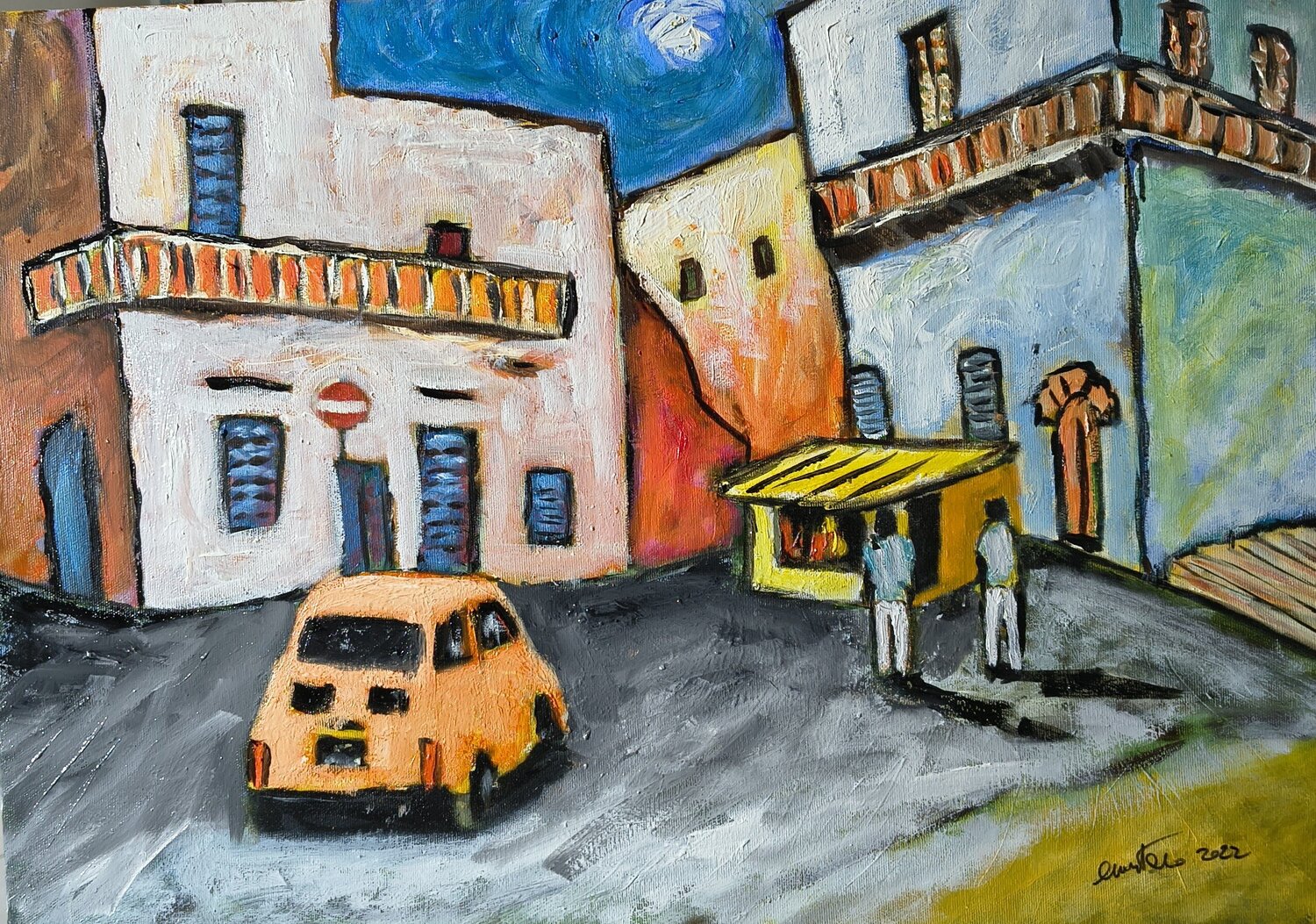 Luci a Otranto Enzo Martano Original painting for sale