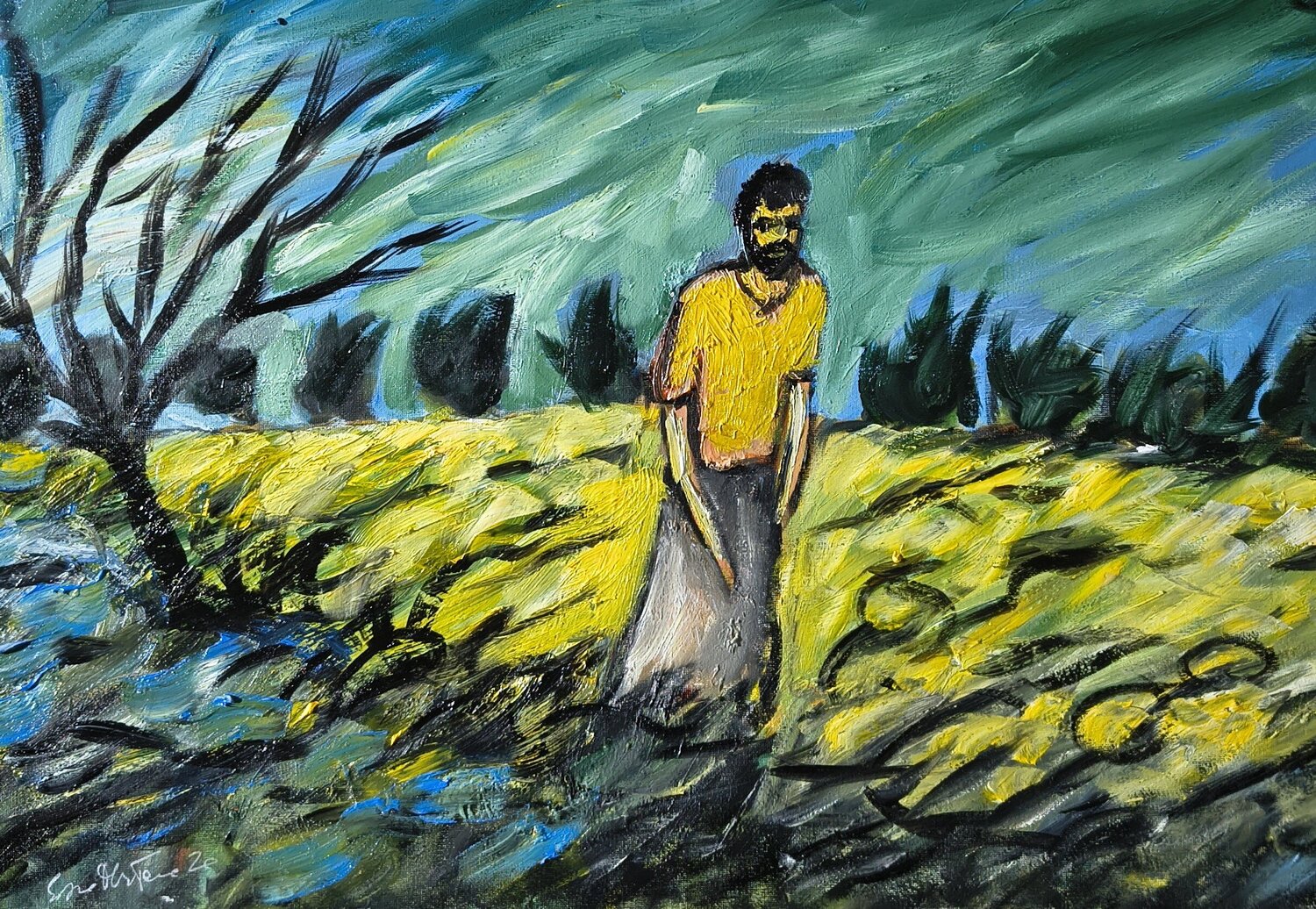 Radici nella terra del sole Enzo Martano Original painting for sale