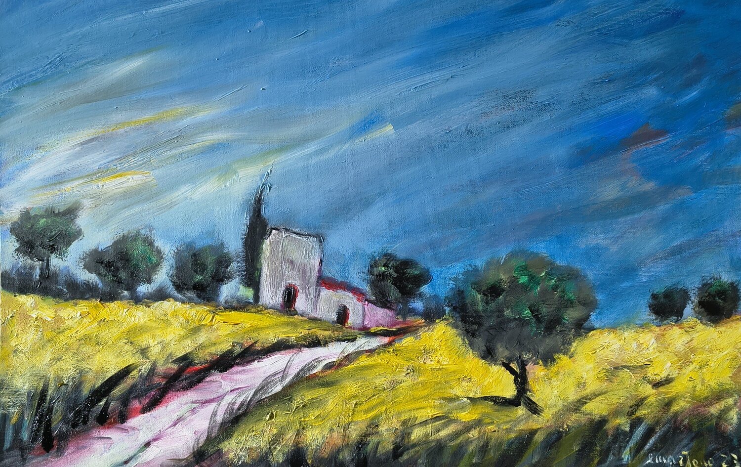 La strada della masseria Enzo Martano Original painting for sale