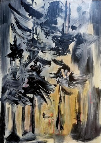 Les sauterelles s'affolent / Crissement des pas / Espoir au bout du chemin by Kaithya Huc, Painting for Sale on Select