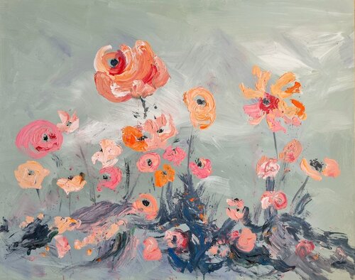 Toutes prêtes pour la fête / Fleurs chatoyantes / Nous régalent de leurs charmes by Kaithya Huc, Painting for Sale on Select
