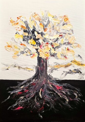 Renaître de ses cendres / Racines de vie / Carmen, garance, pourpre by Kaithya Huc, Painting for Sale on Select