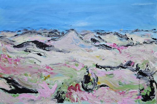 Parcourant les collines/Soufflées par le vent/Les pétales rondes et roses by Kaithya Huc, Painting for Sale on Select