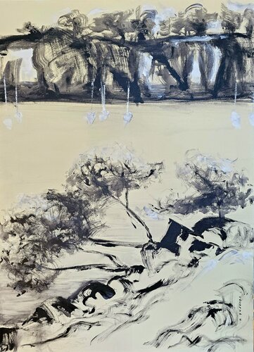 Quand marin et grec / S'absentent / Les mâts se dénudent by Kaithya Huc, Painting for Sale on Select
