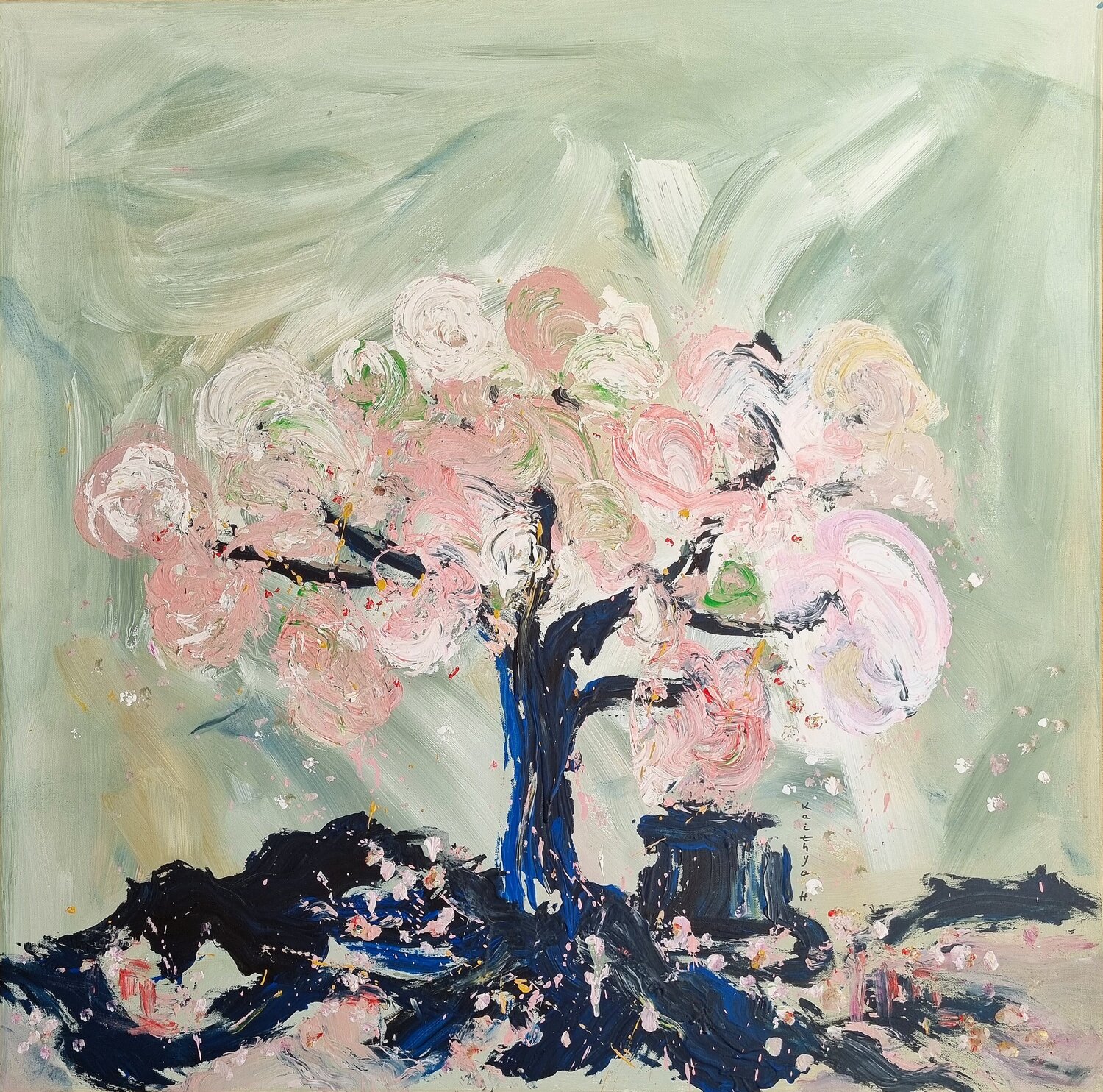 Cuisse de nymphe, incarnadin / Dragée ou bisque, rose / Je te nommerai Sakura Kaithya Huc Original painting for sale