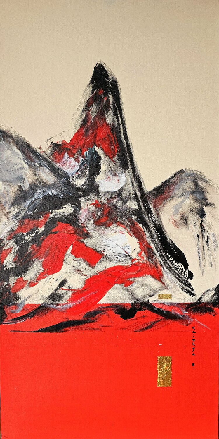 L'aube sanguine / Déroule son voile de soie / Fluide et caressant Kaithya Huc Original painting for sale