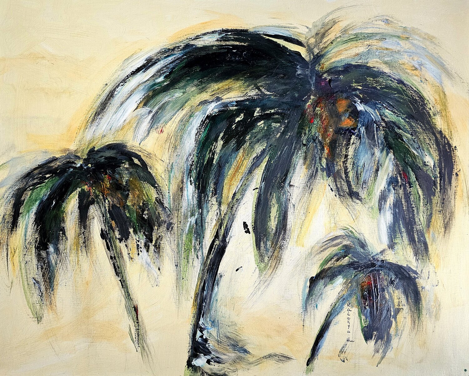 Depuis l'oligocène / Avec grâce et majesté / Ils accompagnent nos vies Kaithya Huc Original painting for sale