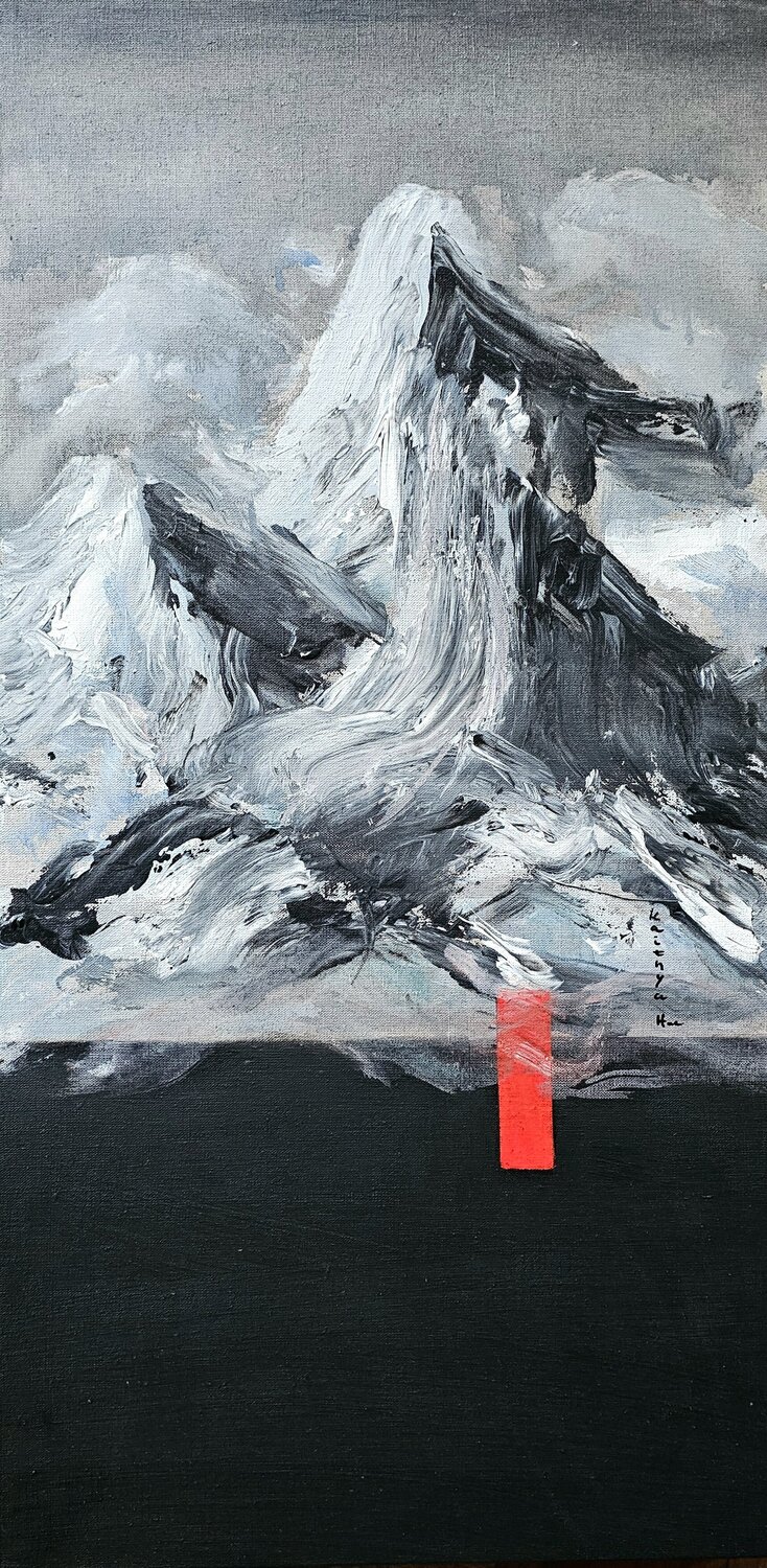 Le temps est à l'orage / La montagne coule / Tonnerre assourdissant Kaithya Huc Original painting for sale