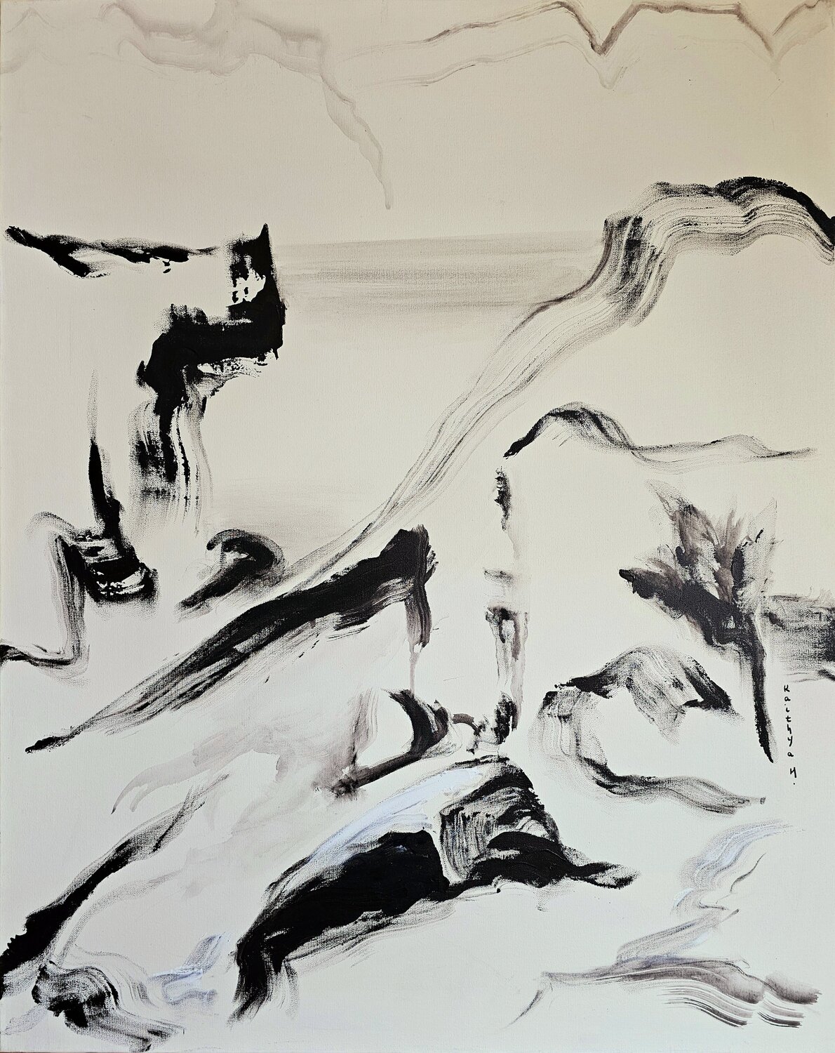 Au son du pas des chevaux / Je pense toujours à toi / Canyons doux et sauvages Kaithya Huc Original painting for sale