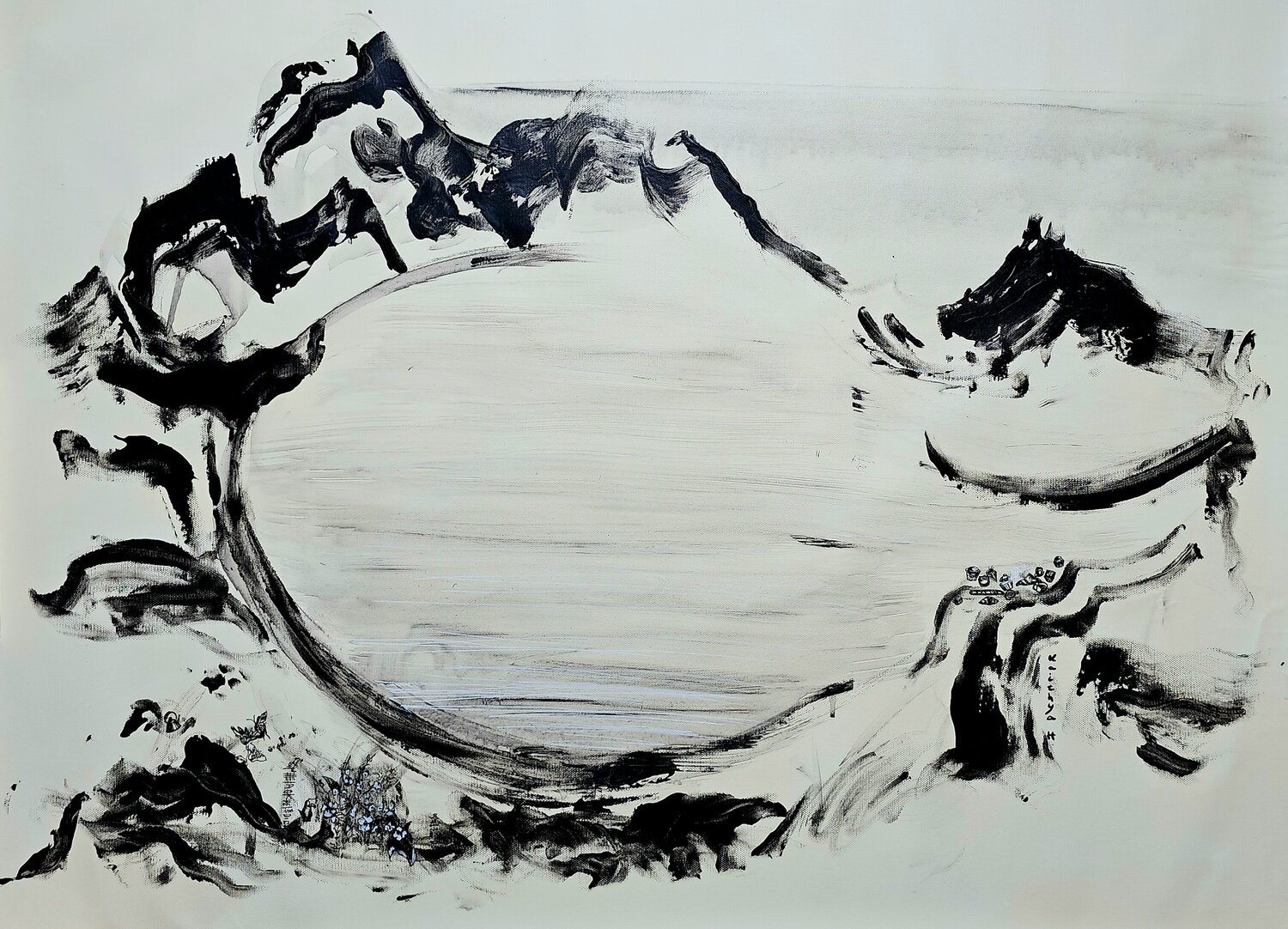 Diamants noirs et croissants blancs / Nature offerte /  Dianoia et noesis Kaithya Huc Original painting for sale