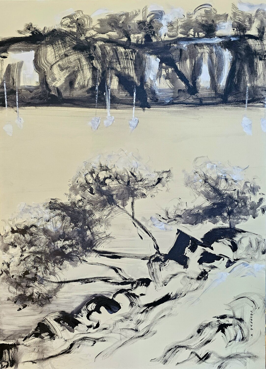Quand marin et grec / S'absentent / Les mâts se dénudent Kaithya Huc Original painting for sale