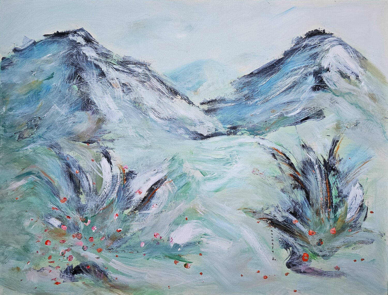 Le vent transporte le son / Jeu vif des couleurs / La vie après le silence Kaithya Huc Original painting for sale