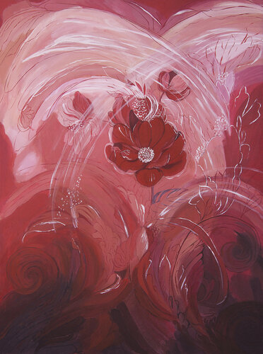 Red abstract flower by Svetlana Saratova, Painting for Sale on Select
