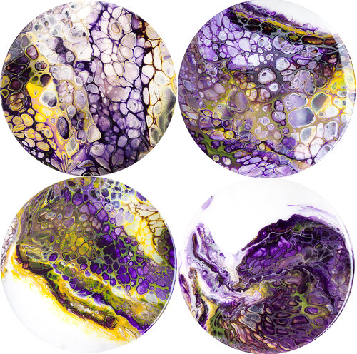 Lilac-yellow circles. Quadriptych by Svetlana Saratova, Painting for Sale on Select