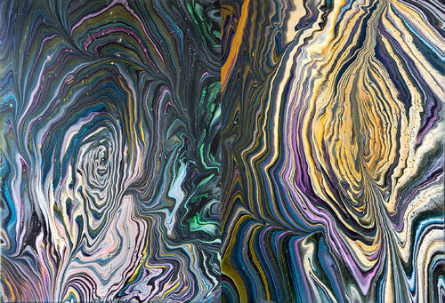 Colored overflows. Diptych. Abstraction. by Svetlana Saratova, Painting for Sale on Select