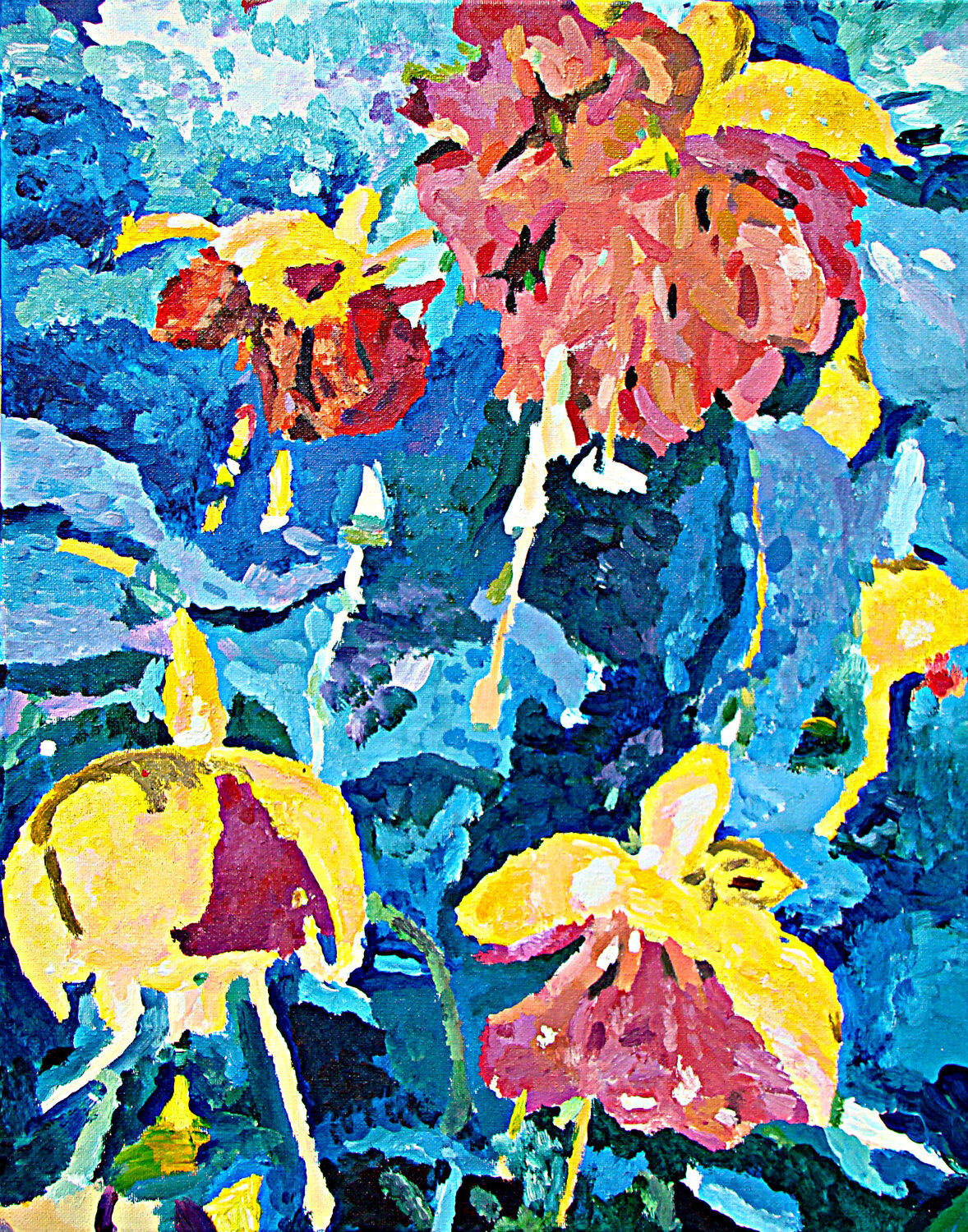 Fuchsia flowers Svetlana Saratova Original painting for sale