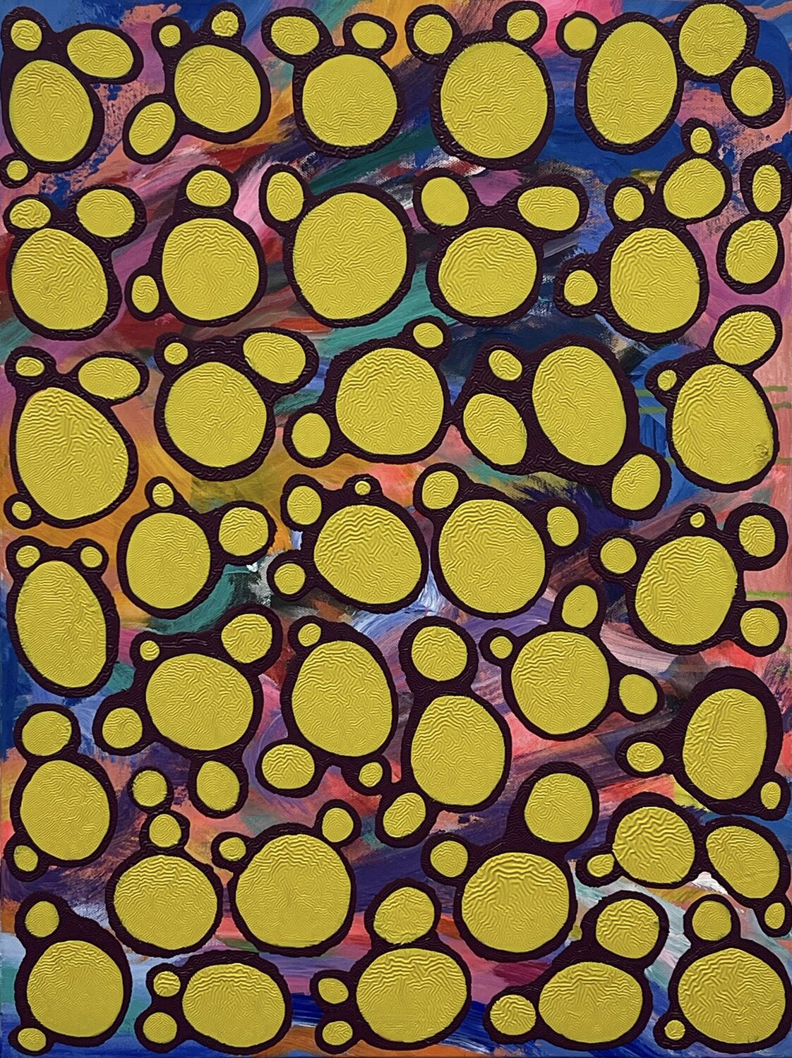 Ying Ying - Yang  -  Multicolor - Purple - Yellow Pablo Contrisciani Original painting for sale