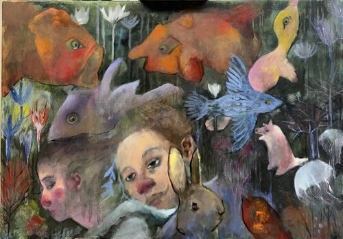 House of Animals by Behnaz Larsen, Painting for Sale on Select