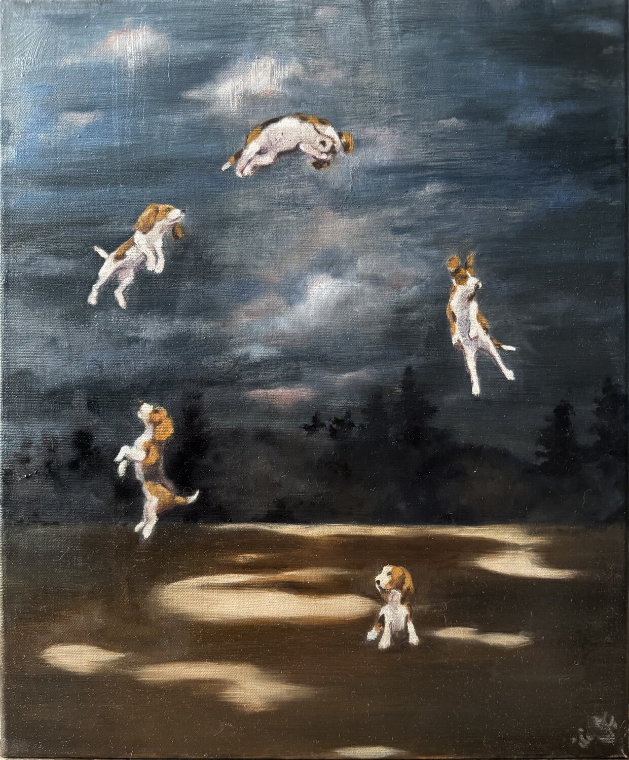 Fifi Chasing an Illusive Ball Behnaz Larsen Original painting for sale