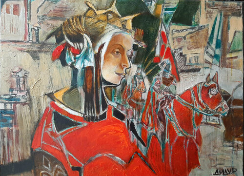 The Queen (Games in the Middle Ages) by Galya Didur, Painting for Sale on Select