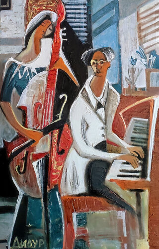 Сello and piano by Galya Didur, Painting for Sale on Select
