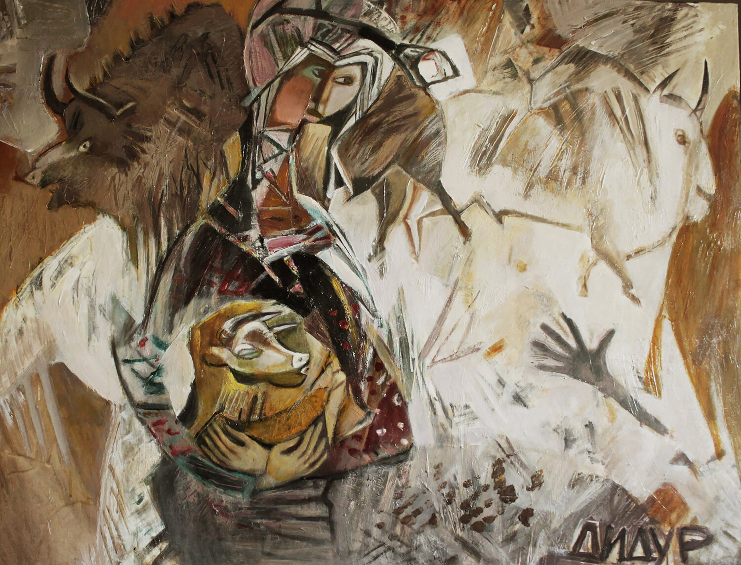 White,black,color Galya Didur Original painting for sale