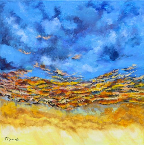 Golden Sky. by Viktoriya Filipchenko, Painting for Sale on Select