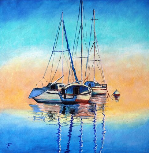 Le barche.. by Viktoriya Filipchenko, Painting for Sale on Select