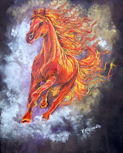 Il Cavallo Rosso. by Viktoriya Filipchenko, Painting for Sale on Select