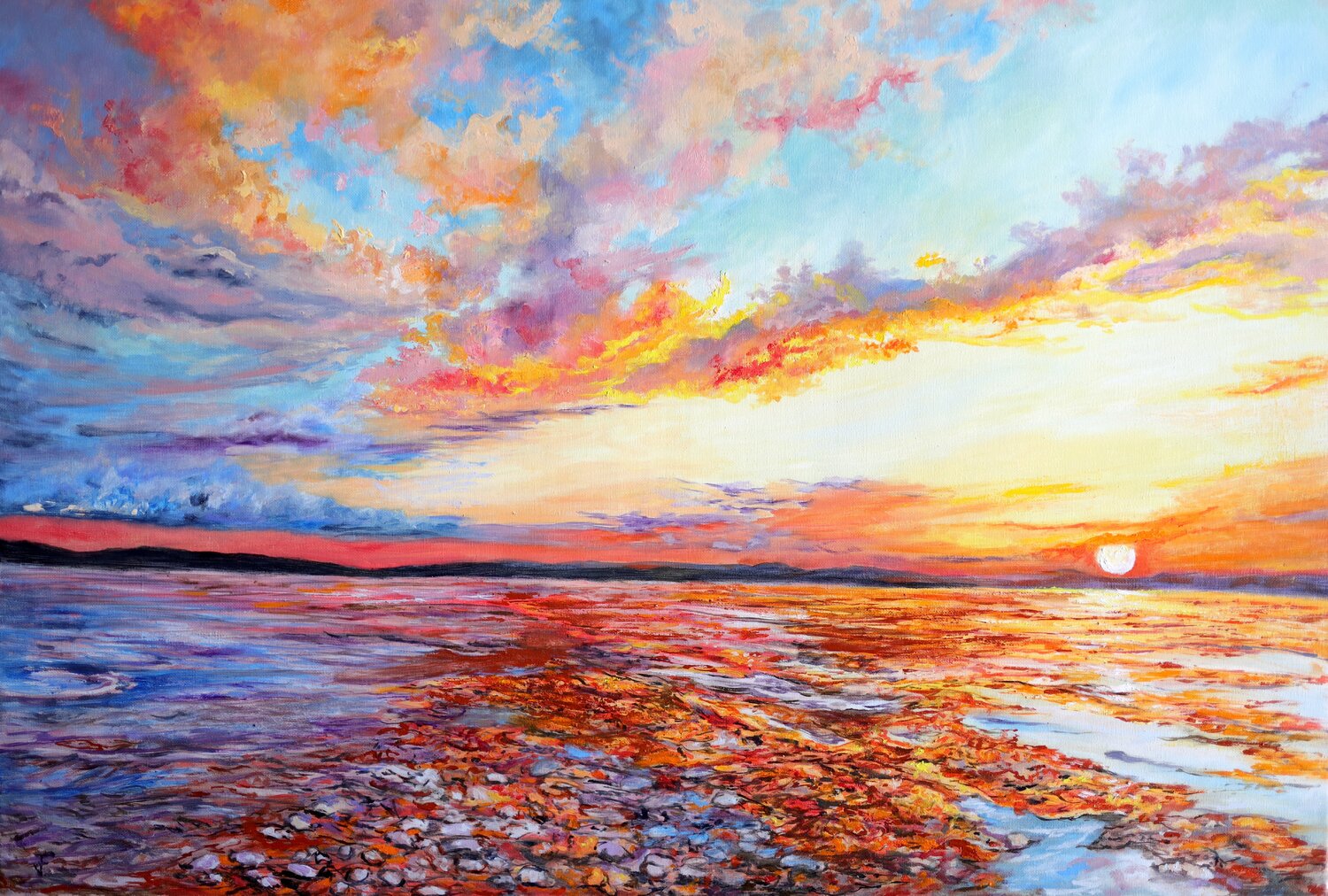 Nuvole colorate sul mare. Viktoriya Filipchenko Original painting for sale