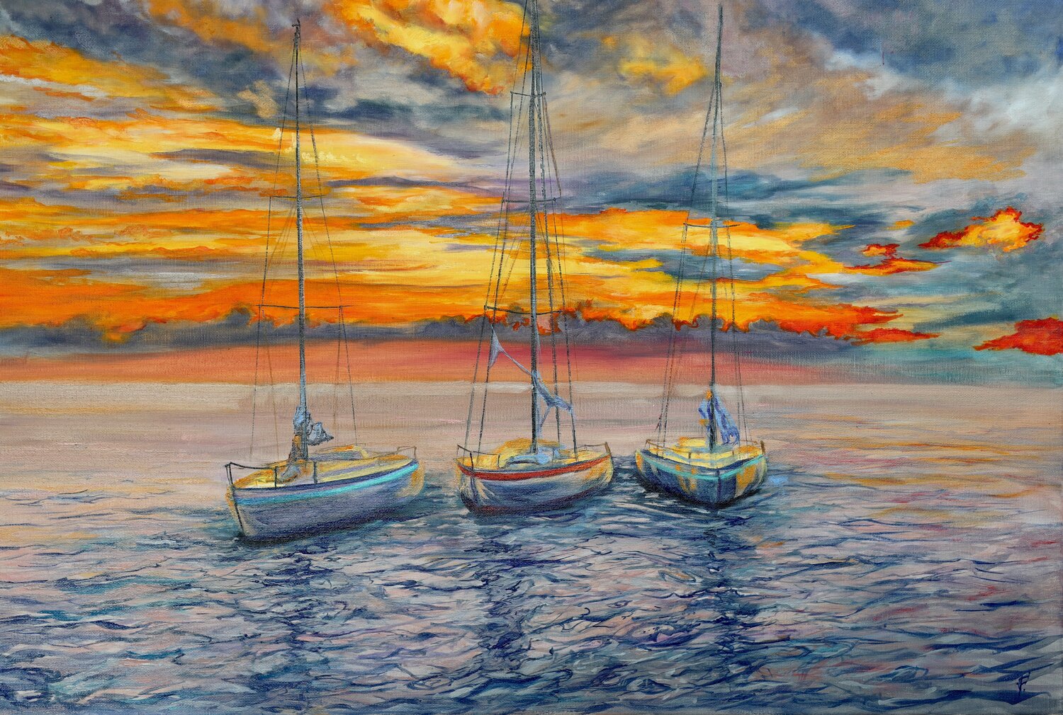 Tre Barche. Viktoriya Filipchenko Original painting for sale