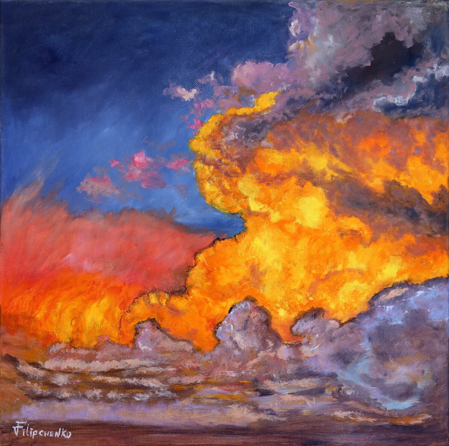 Le nuvole al tramonto. Viktoriya Filipchenko Original painting for sale
